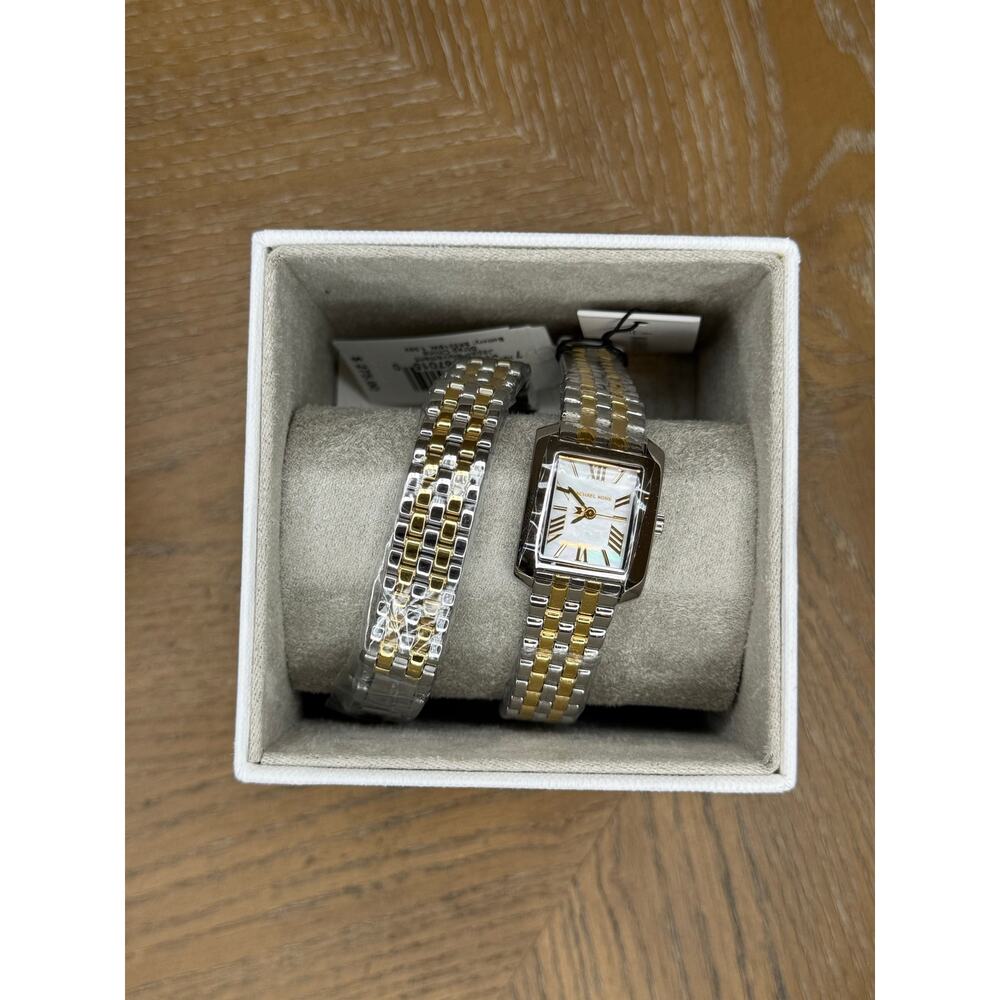 Michael Kors Emery Double Wrap Watch Two Tone Mother of Pearl MK Womens 22mm New - Picture 5 of 6